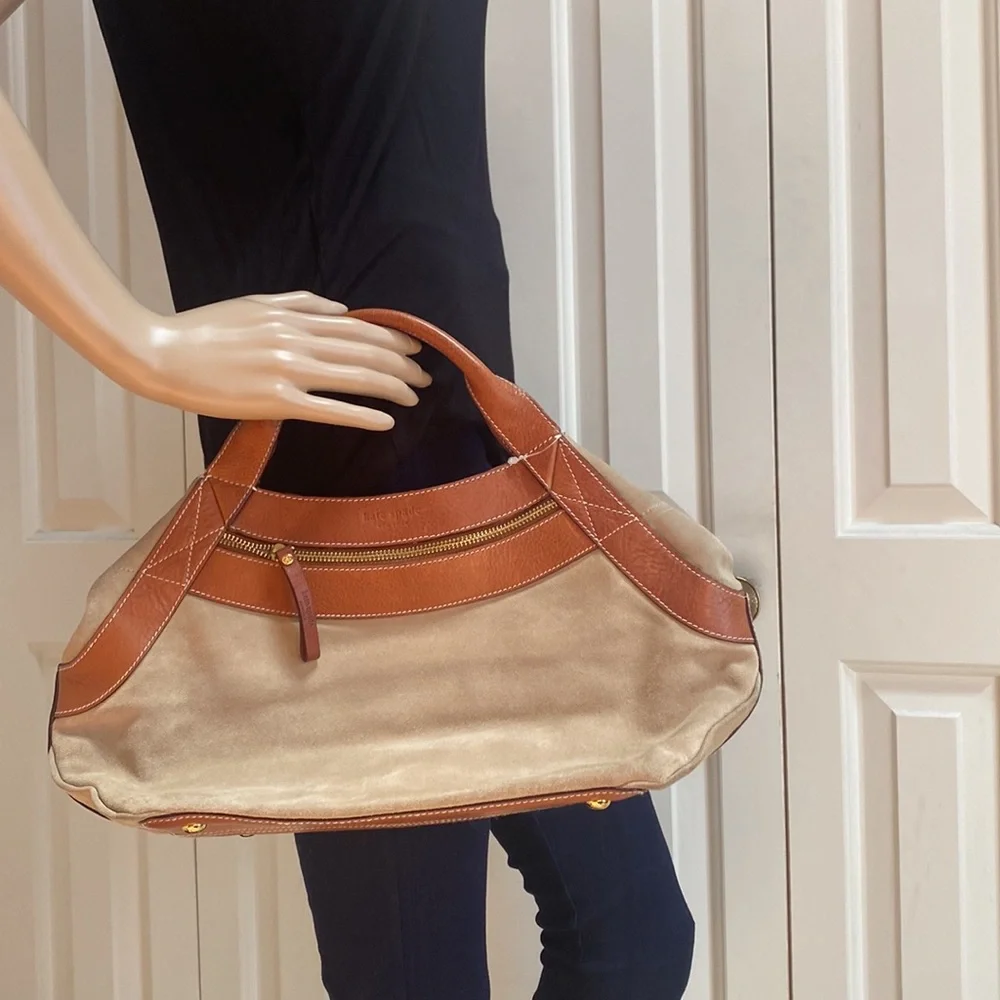 NWOT Kate Spade Tan & Brown Handbag. Tan Suede and Brown Leather.MagneticClosure